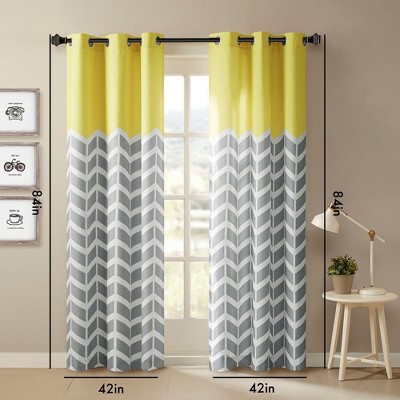MAYEERTY Chevron Printed Room Darkening Grommet Top Panel Pair