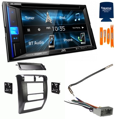JVC Bundle - JVC KW-V250BT 6.2" Multimedia Receiver with Dash Kit, Wiring Harness and Antenna Adaptor, Compatible with Wrangler, 03-06