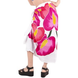 LA LEELA Women's Summer Beach Wrap Bikini Wraps Sarong Coverup Skirt Bathing suit Swimsuit Swimwear Cover Up for Women One Size White, Floral - 1 of 4