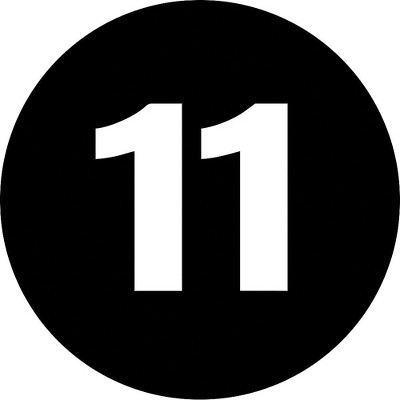 The Packaging Wholesalers 2" Inventory Numbered Circles #11 Black 1/Roll LABDL6779