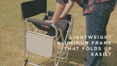 Gray and Black Aluminum Portable Outdoor Chair with Side Table