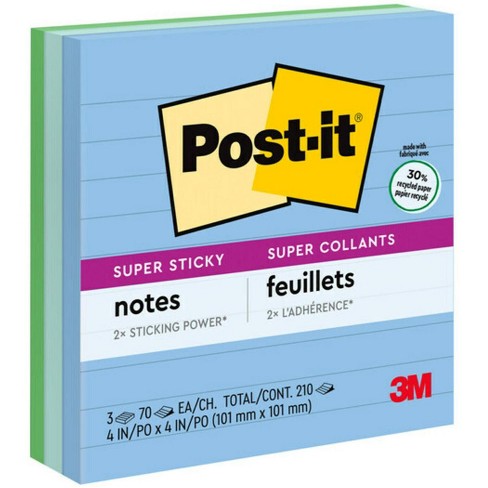 Post-it 3pk 4" x 4" Lined Super Sticky Notes 70 Sheets/Pad - image 1 of 4