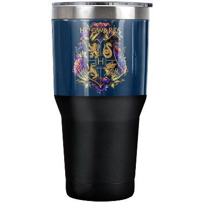 Harry Potter Hogwarts Floral Crest Steel Tumbler 30oz Coffee Travel Mug