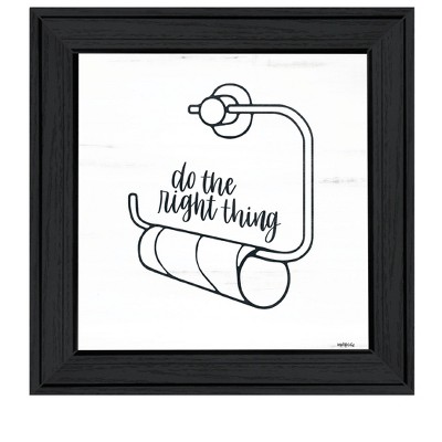 HomeRoots Empty Toilet Paper Roll Black Framed Print Wall Art