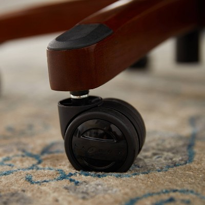 Brown Leather High Back Executive Swivel Chair with Fixed Arms