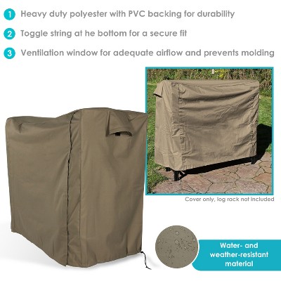 Khaki Heavy-Duty Polyester 5-Foot Firewood Log Rack Cover