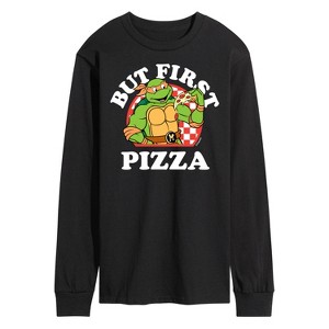 Men's - Teenage Mutant Ninja Turtles - But First Pizza Long Sleeve Graphic T-Shirt - 1 of 4