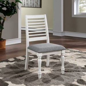 Set of 2 Cambrien Rustic Farmhouse Padded Seat Dining Chairs Antique White/Gray - HOMES: Inside + Out: Ladderback, Polyester Upholstery, Wood Frame - 1 of 4