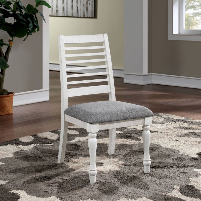 Set of 2 Cambrien Rustic Farmhouse Padded Seat Dining Chairs Antique White/Gray - HOMES: Inside + Out, 3 of 8