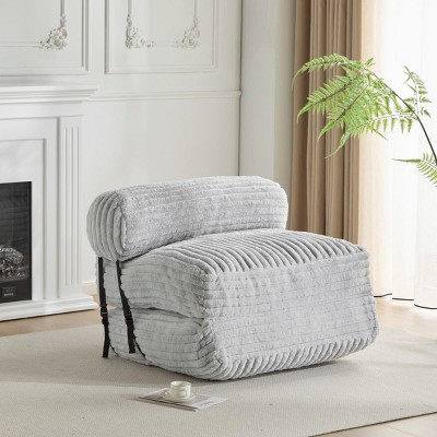 Bean Bag Chair for Adults Foldable Lounger with Light Faux Fur, Convertible Floor Sofa for Bedroom or Living Room-The Pop Home