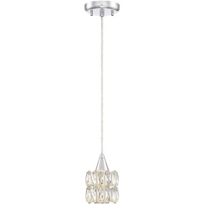Possini Euro Design Chrome Mini Pendant Light 4 1/4" Wide Modern Crystal Glass LED Fixture for Kitchen Island Dining Room