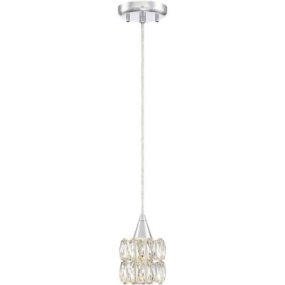 Possini Euro Design Chrome Mini Pendant Light 4 1/4" Wide Modern Crystal Glass LED Fixture for Kitchen Island Dining Room