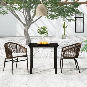 vidaXL Patio Dining Set 3 Piece, Outdoor Dining Set for 2, Table and Chair for Garden Backyard Balcony, Dining Chair Patio Table, Brown - 1 of 4