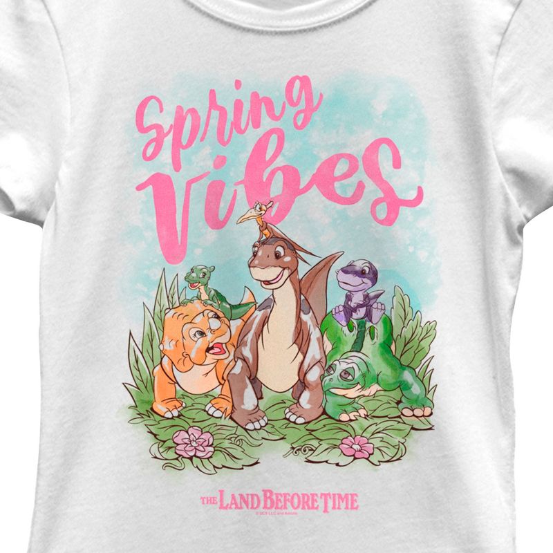 Girl's The Land Before Time Spring Vibes Littlefoot and Friends T-Shirt, 2 of 5