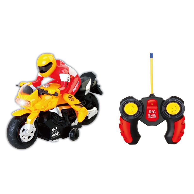 Insten Remote Control Motorcycle Bike with Sound & Lights, RC Toys for Kids, Yellow, 3 of 4