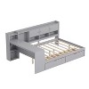 Twin/Full Size L-Shaped Daybed Multi-functional Bed with Drawers, Storage Cabinets, Study Desk and  Built-in Bookshelf, White/Natural+White-ModernLuxe - 4 of 4