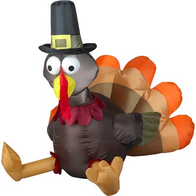 Gemmy Airblown Inflatable Outdoor Turkey, 3 ft Tall, Brown