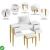 3-in-1 Small Vanity Desk with Flip Top Mirror & LED Lights Makeup Vanity Table Set with 5 Drawers - 3 of 4