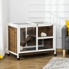 Indoor Wooden Rabbit Hutch with Wheels,Waterproof Cage with Clear Front Tray and Top Access for 1 to 2 Rabbits - LAOTIES - 2 of 4