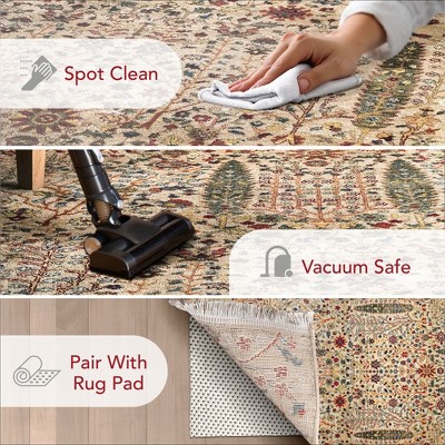 Olive Synthetic Oriental Fringe Runner Rug, 2' 6" x 6'