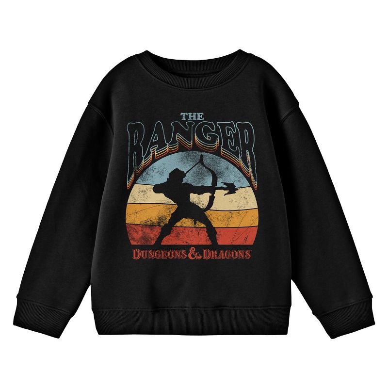 Bioworld Dungeons & Dragons Ranger Distressed Colored Graphic Youth Black Crew Neck Sweatshirt, 1 of 3