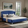 Christopher Knight Home Cresht Classic Velvet Upholstered Diamond Button-Tufted Bed with Wingback Headboard - 2 of 4