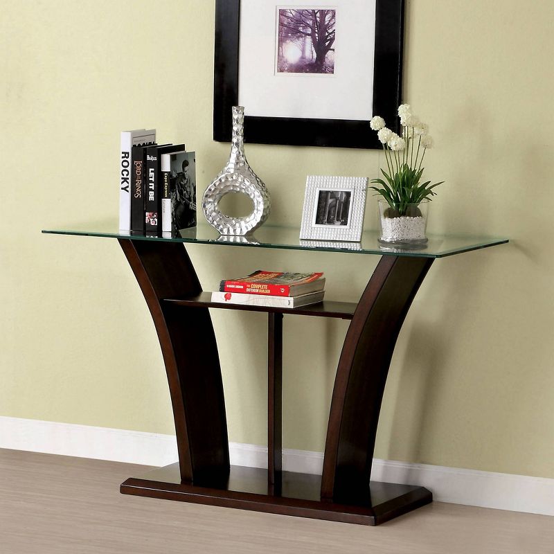 Mellie Modern Flared Glass Top Sofa Table Dark Cherry - HOMES: Inside + Out, 3 of 6