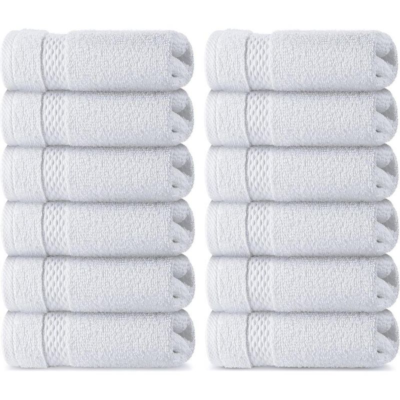 White Classic Luxury 100% Cotton Washcloths Set of 12 - 13x13", 1 of 6