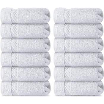 White Classic Luxury 100% Cotton Washcloths Set of 12 - 13x13"