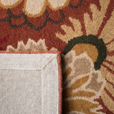 Ivory and Rust Floral Hand-Tufted Wool Area Rug