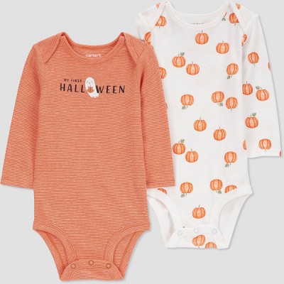 Carter s Just One You baby 2pk Pumpkins Bodysuit Orange white Target