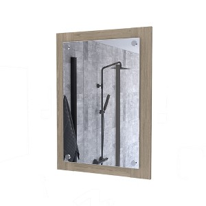 SEVOBAL Wall Mirror Wave Sandblasted Borders Rectangle Mirrors Wall HD Reflection Large Mirror Big Mirror Bedroom Bathroom, Beige, 19.76"*27.56"*1.54" - 1 of 4