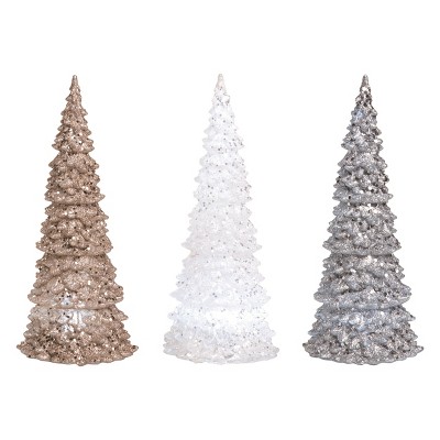 Transpac Large Acrylic Light Up Christmas Tree Set of 3 Christmas Home Decorations