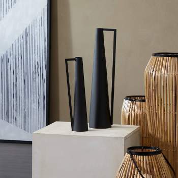 Set of 2 Metal Slim Vase with Handles Black – CosmoLiving by Cosmopolitan