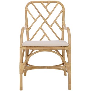 Olala Rattan Arm Dining Chair - SEA8038 - Natural/Cream - Safavieh - 1 of 4