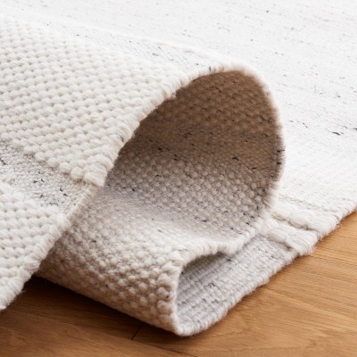 Gray and Ivory 6' x 9' Handmade Wool and Synthetic Rug