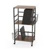 HDZNVF 3-Tier Record Player Stand With Vinyl Record Storage And Wheels, Holds Up To 100 Albums - 3 of 4