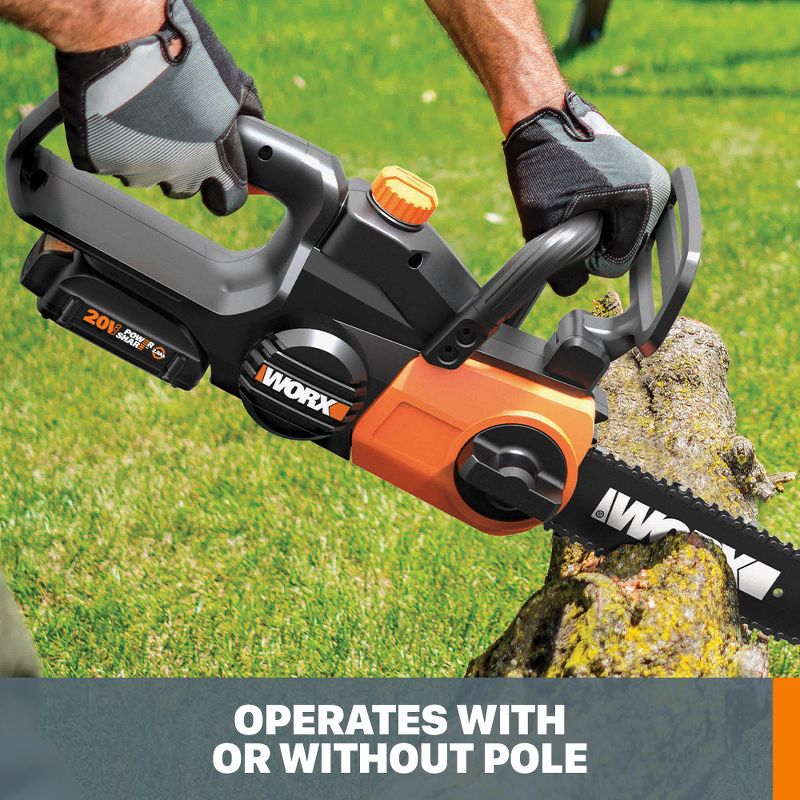 Worx WG323 20V Power Share 10" Cordless Pole/Chain Saw with Auto-Tension, 5 of 8