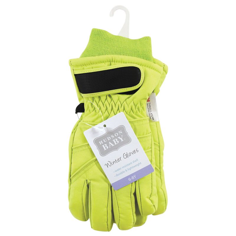 Hudson Baby Unisex Snow Gloves, Lime, 2 of 4