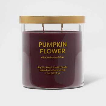 2-Wick 15oz Glass Jar Candle Purple Label Pumpkin Flower - Opalhouse™