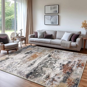 LOVEVOOK Living Room Rug Abstract Area Rugs Machine Washable Large Carpet Non-Slip Faux Wool Indoor Vintage Rugs for Bedroom, Dining Room - 1 of 4