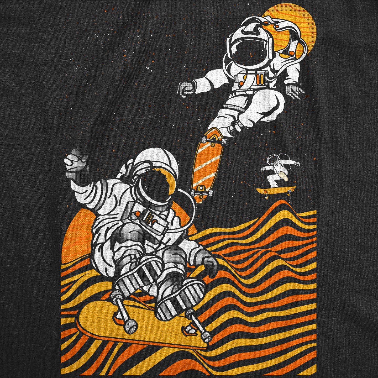 Мужская футболка Crazy Dog T-Shirts, Inc. Funny T Shirts Astro Skate Park Space Graphic Tee for Men - Crazy Dog T Shirt For Astronauts Black, цвет: Чёрный — фото 2