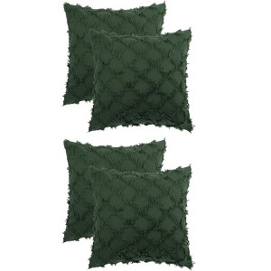 Unique Bargains Decorative Cozy Solid Color Cut Flower Checkered Throw Pillow Covers 4 Pcs - 1 of 4