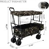 Acekool Foldable Outdoor Utility Wagon with Canopy, 262lbs Capacity, 7" All-Terrain Wheels, Pockets, Portable Cart for Beach, Camping, Garden - 2 of 4