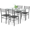 Costway 5 Piece Dining Set Glass Top Table & 4 Upholstered Chairs Kitchen Room Furniture - 2 of 4