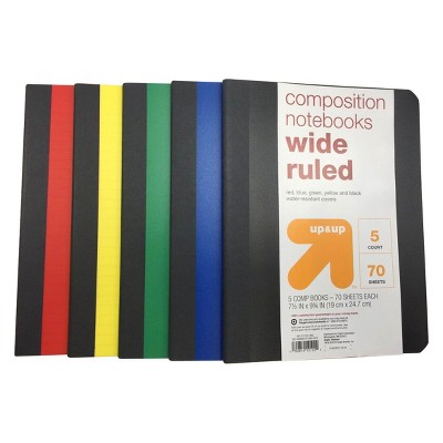 Photo 1 of 5pk Wide Ruled Solid Composition Notebooks 