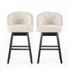 Swivel Bar Stools Set of 2 with Button Tufted Fabric & Nailhead Trim, 32" Seat Height Stool with Wood Legs for Kitchen Island-3irtyhousy - 3 of 4