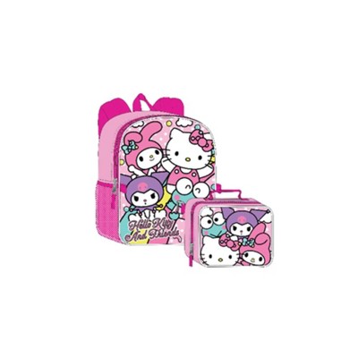 Hello Kitty & Friends 16" Shoulder Backpack with Rectangular Lunch Bag