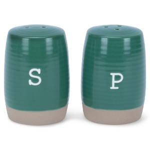 Nat & Jules Raw Bottom Forest Green 3 x 2 Ceramic Salt and Pepper Shaker 2 Piece Set - 1 of 4