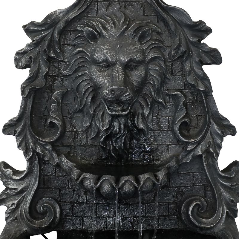Sunnydaze 30"H Solar-Powered with Battery Pack Polyresin Stoic Courage Lion Head Outdoor Wall-Mount Fountain, 6 of 11